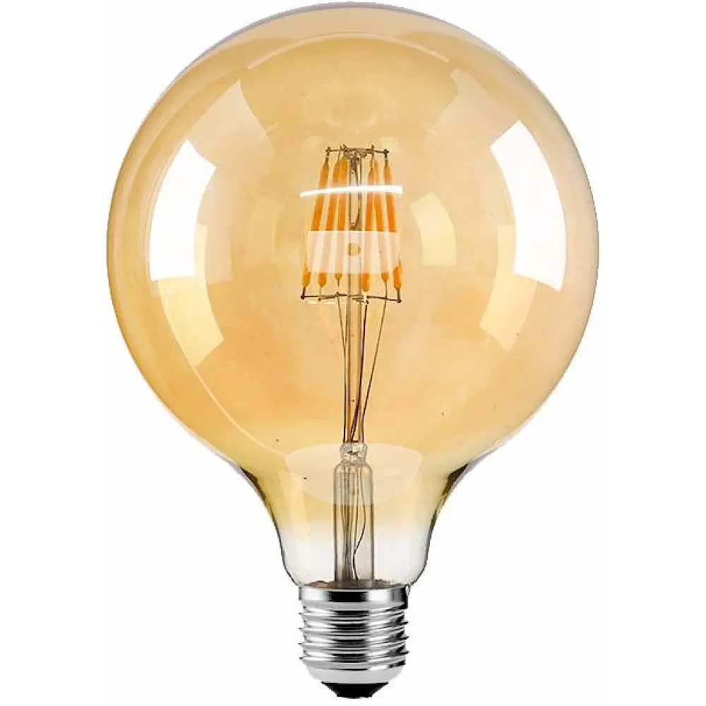 لمبات ديكور شكل قزاز دائري جميل 5 واط قطر 9.5 سم لون عسلي ذهبي يمكن استخدامها في لمبات نجف والثريات وتمنح اضاءة صفراء عالية الجودة E27